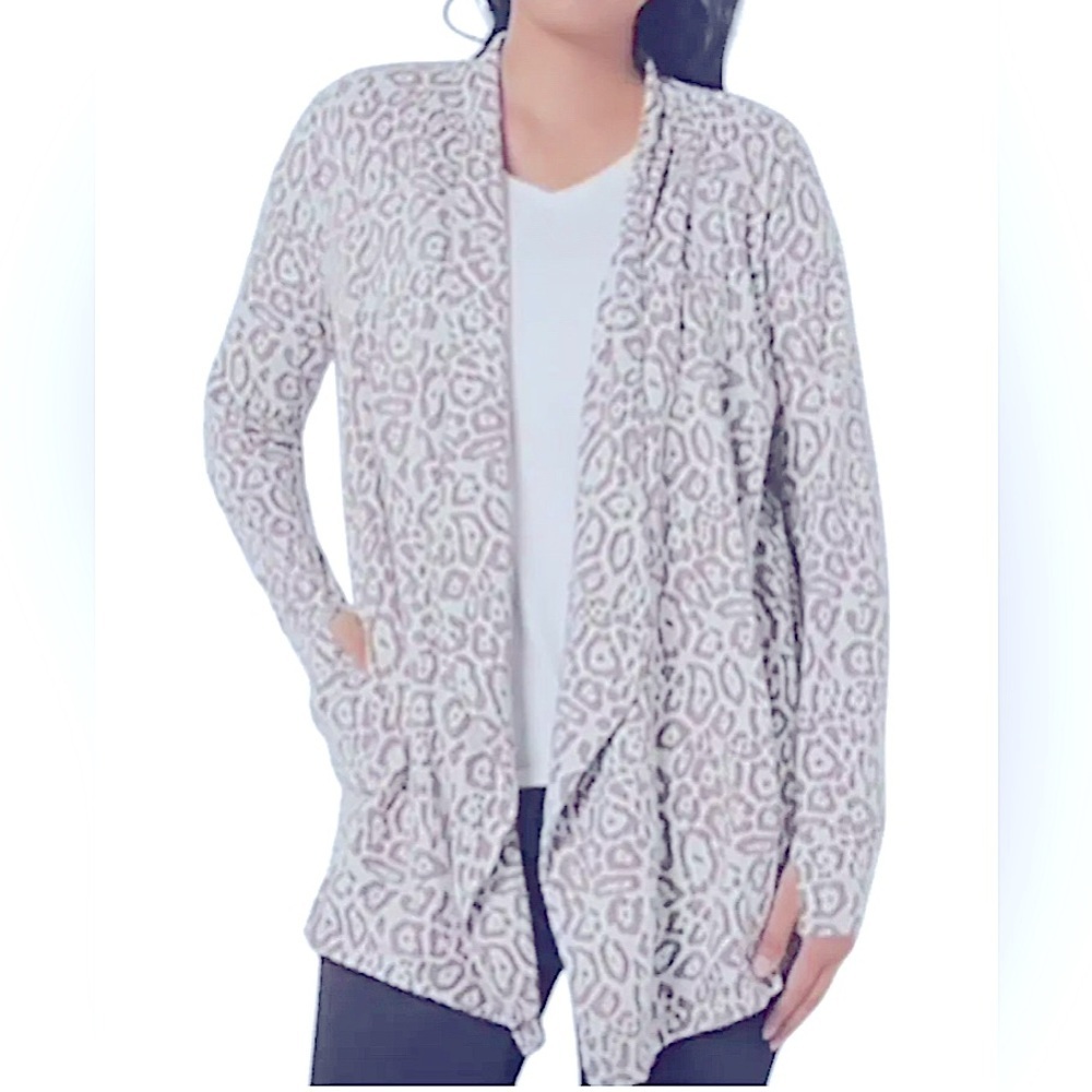 NEW - AnyBody Burnout French Terry Cardigan. Color: Natural. Size Large